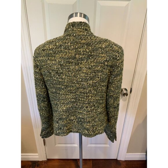 Lafayette 148 New York Green & White Tweed Jacket, Size 12 - Picture 6 of 8